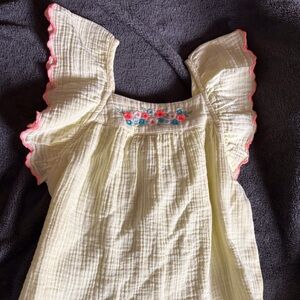 Girls Yellow Ruffled Shirt with Embroidery